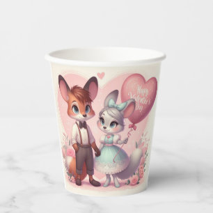 Vasos De Papel El día de San Valentín de zorros de personalizado
