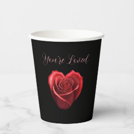 Vasos De Papel El día de San Valentín rosa rojo con forma de cora