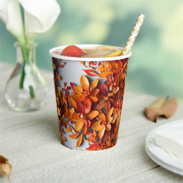 Vasos De Papel El diseño de patrón floral naranja