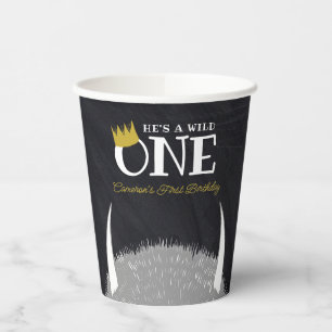 Vasos De Papel Él es un salvaje - Corona de cumpleaños número 1 P
