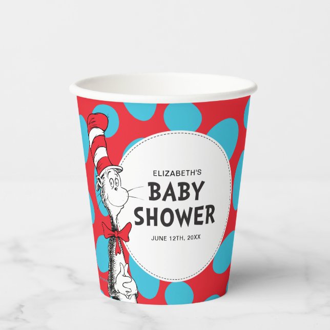 Vasos De Papel El gato del Dr. Seuss en el Baby Shower Gorra (Anverso)