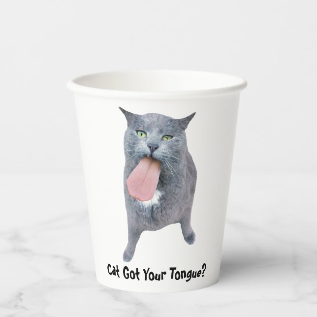 Vasos De Papel ¿El Gato Tiene Tu Lengua? (Anverso)