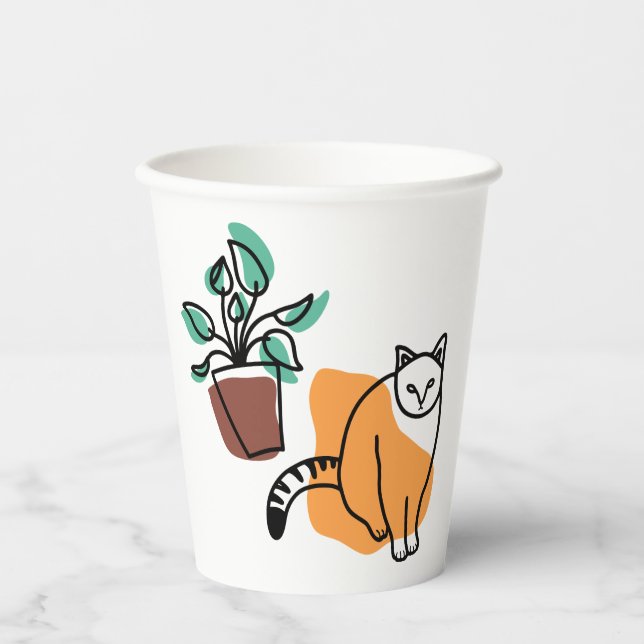 Vasos De Papel El gato y la planta (Anverso)