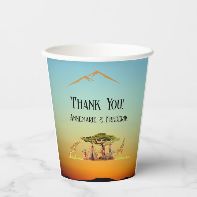 Vasos De Papel El género revela a los animales africanos (Anverso)