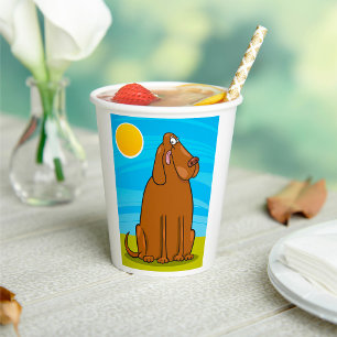 Vasos De Papel El gracioso Perro Marrón sentado al sol