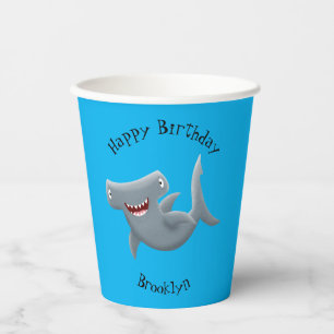Vasos De Papel El gracioso tiburón martillo personalizado