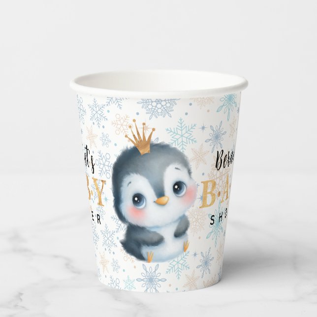 Vasos De Papel El invierno del pingüino lindo bebé en Baby Shower (Reverso )