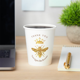 Vasos De Papel el logo de la abeja reina