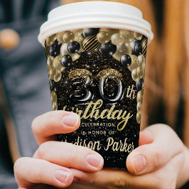 Vasos De Papel El lujo 30 aniversario del oro negro personalizado