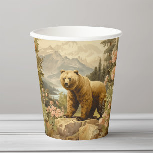 Vasos De Papel El majestuoso oso oso oso grizzly en un bosque