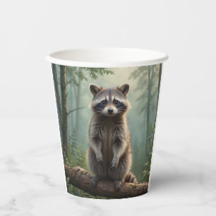 Vasos De Papel El mapache en el bosque