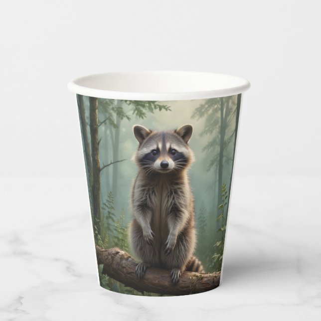 Vasos De Papel El mapache en el bosque (Anverso)