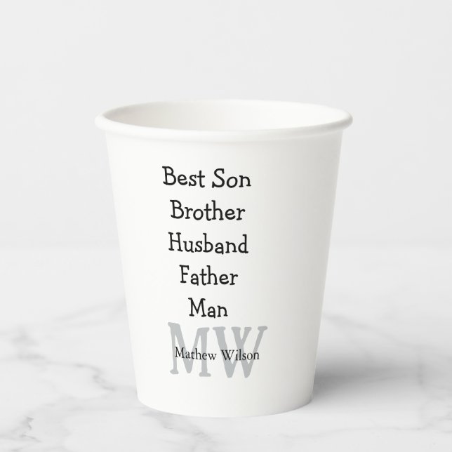 Vasos De Papel El mejor hombre hijo marido papá cita el texto del (Anverso)