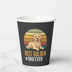Vasos De Papel El mejor papá de Golden Retriever Retro Perro