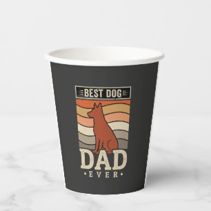 Vasos De Papel El Mejor Papá de Perro Retro Silueta