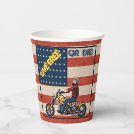 Vasos De Papel El motociclista por la libertad en el periódico es