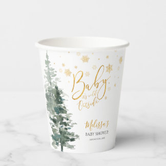 Vasos De Papel El oro del bosque invernal está frío fuera de Baby
