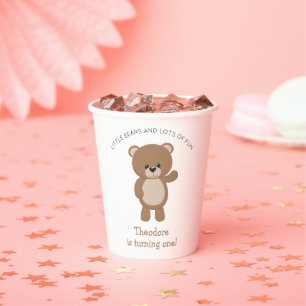 Vasos De Papel El Oso Pequeño Se Está Volviendo Un Primer Cumplea