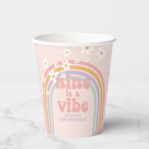 Vasos De Papel El Pastel de Arcoiris Nine es un cumpleaños de Vib
