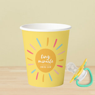 Vasos De Papel El pequeño milagro amarillo viene pronto, Baby Sho