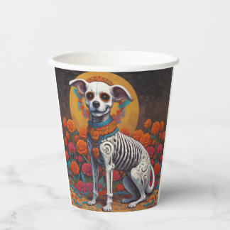 Vasos De Papel El perro del Día de los Muertos