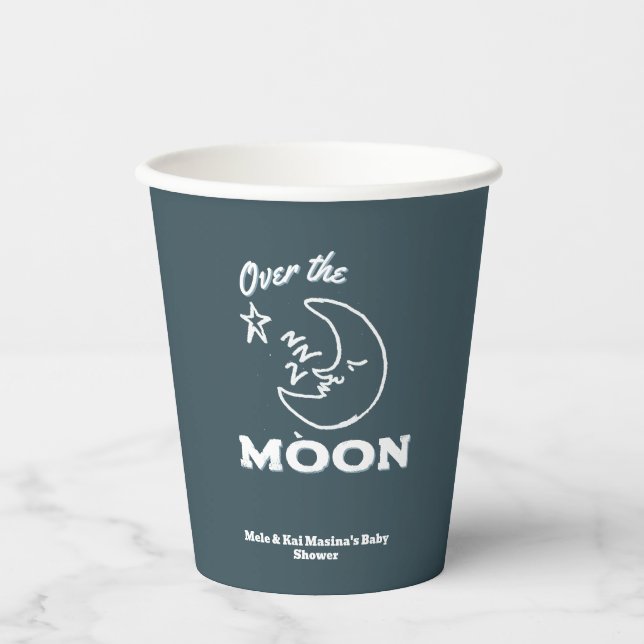 Vasos De Papel El Personalizado de Baby Shower Moon Blue