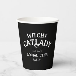 Vasos De Papel El Personalizado del Club Social Gato Dama De Bruj