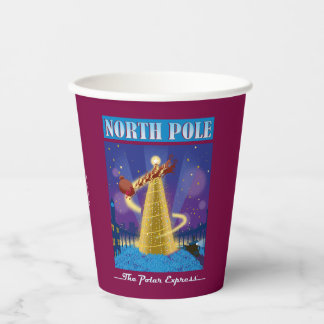 Vasos De Papel El Polar Express | Arte de Viajes Vintage del Polo