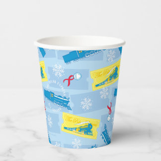 Vasos De Papel El Polar Express | Patrón de Tren y Ticket Retro