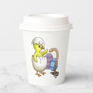 Vasos De Papel El pollito de Pascua recién nacido