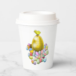 Vasos De Papel El pollito de Pascua y el huevo de Pascua dorado