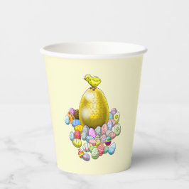 Vasos De Papel El pollito de Pascua y el huevo de Pascua dorado