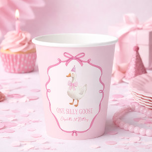 Vasos De Papel El primer cumpleaños de la inmoralidad rosa de una