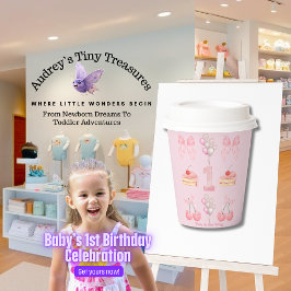 Vasos De Papel El primer Pastel de Cumpleaños del Bebé Rosa, hace