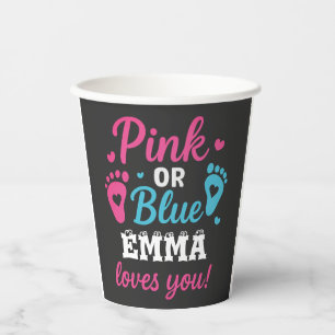 Vasos De Papel El sexo personalizado revela que el bebé rosa o az