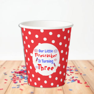 Vasos De Papel El tercer cumpleaños de Little Firecracker