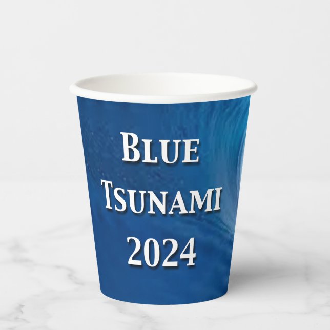 Vasos De Papel Elecciones Blue Tsunami 2024 (Anverso)