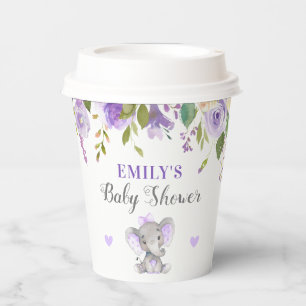 Vasos De Papel Elefante Baby Shower Lavender Purple Little Peanut