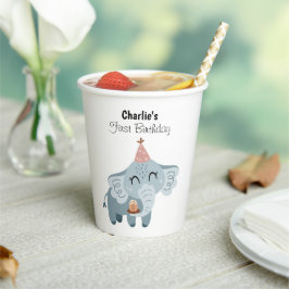 Vasos De Papel Elefante con gorra fiesta, cumpleaños