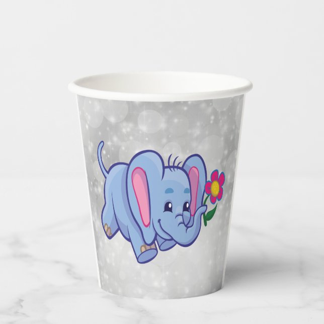 Vasos De Papel Elefante de dibujos animados lindo (Anverso)