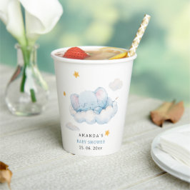 Vasos De Papel Elefante durmiente Baby Shower, Boy Baby Shower