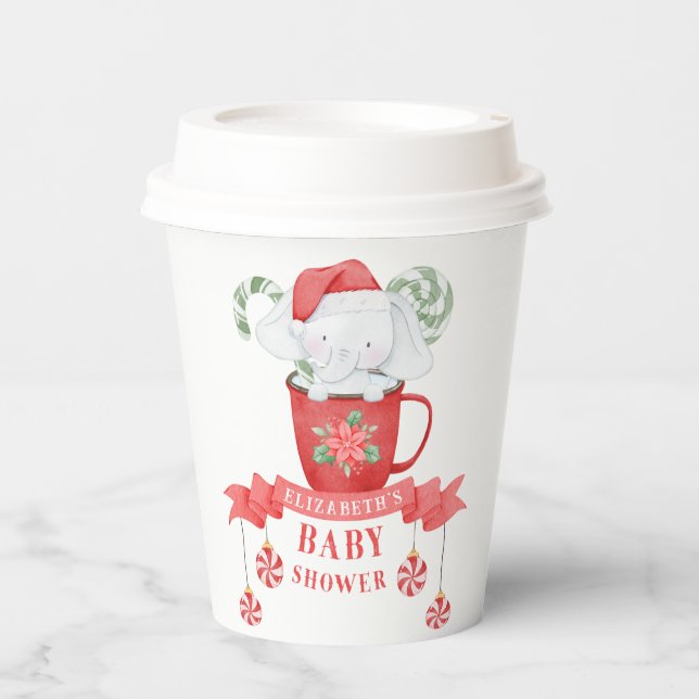 Vasos De Papel Elefantes Blancos Navidades | BABY SHOWER (Anverso)