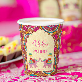 Vasos De Papel elefantes bodas indios personalizan mehndi