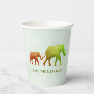 Vasos De Papel Elefantes de Ombre Diseñan Cuadros de papel