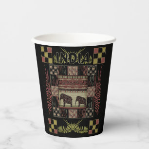 Vasos De Papel elefantes étnicos de India