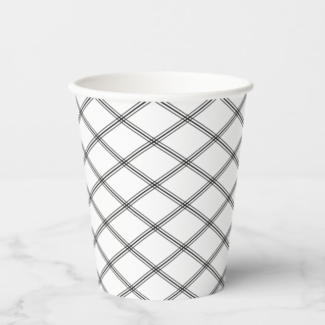 Vasos De Papel Elegancia Art Deco Blanco y Negro (Anverso)