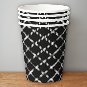 Vasos De Papel Elegancia Art Decó en blanco y negro