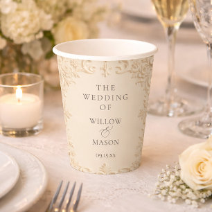 Vasos De Papel Elegancia Barroca Nupcial