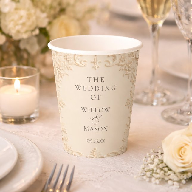 Vasos De Papel Elegancia Barroca Nupcial (Baroque Elegance Wedding Paper Cups)