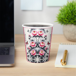 Vasos De Papel Elegancia en Flor: Armonía Floral y Paisajística